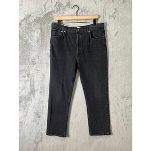 AGOLDE Riley High Rise Crop Straight Leg Jeans Panoramic Black Minimalist 32 New